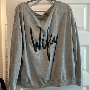 Off the shoulder “wifey” sweatshirt